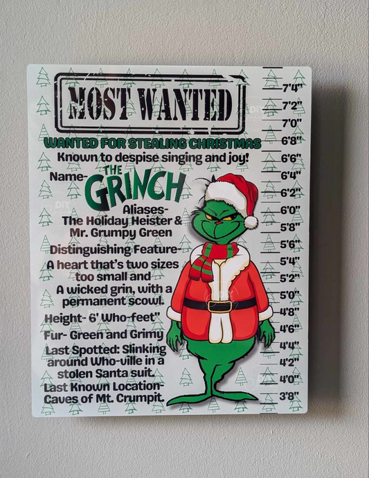 MOST WANTED METAL GRINCH SIGN